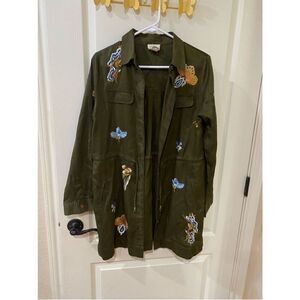 Chicos Embroidered Military style lightweight jacket